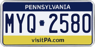 PA license plate MYQ2580