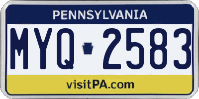 PA license plate MYQ2583