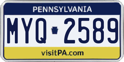 PA license plate MYQ2589