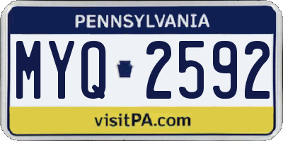 PA license plate MYQ2592