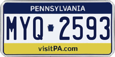 PA license plate MYQ2593