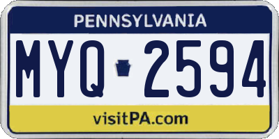 PA license plate MYQ2594