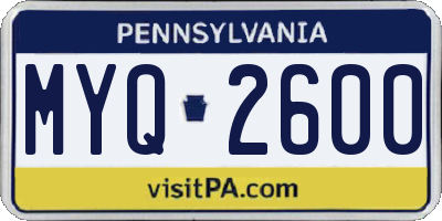 PA license plate MYQ2600
