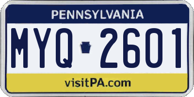 PA license plate MYQ2601