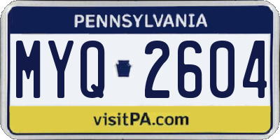 PA license plate MYQ2604
