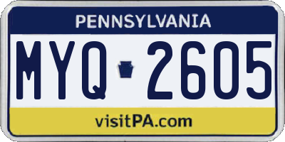 PA license plate MYQ2605