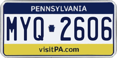 PA license plate MYQ2606