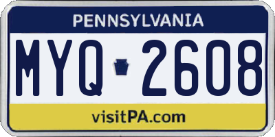 PA license plate MYQ2608