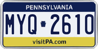 PA license plate MYQ2610