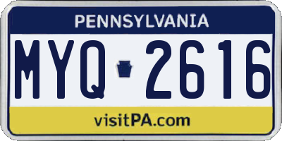 PA license plate MYQ2616