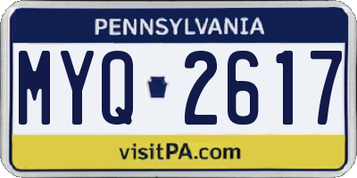PA license plate MYQ2617