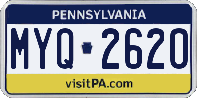 PA license plate MYQ2620
