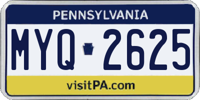PA license plate MYQ2625