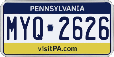 PA license plate MYQ2626