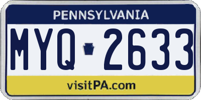 PA license plate MYQ2633