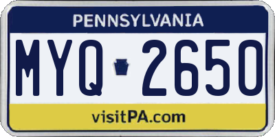 PA license plate MYQ2650