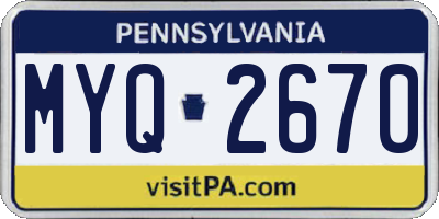 PA license plate MYQ2670