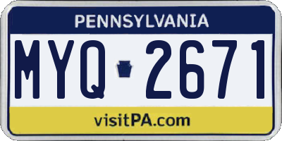 PA license plate MYQ2671