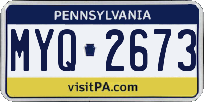 PA license plate MYQ2673