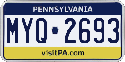 PA license plate MYQ2693