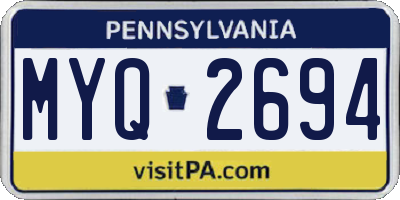 PA license plate MYQ2694