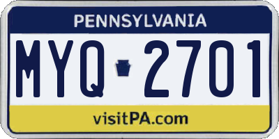 PA license plate MYQ2701
