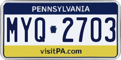 PA license plate MYQ2703