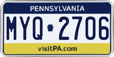 PA license plate MYQ2706