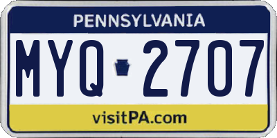 PA license plate MYQ2707