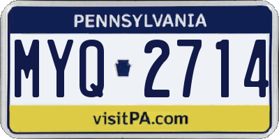 PA license plate MYQ2714