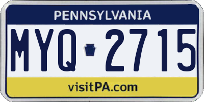 PA license plate MYQ2715