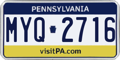 PA license plate MYQ2716