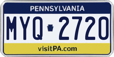 PA license plate MYQ2720