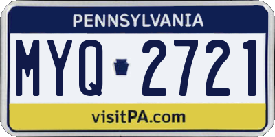 PA license plate MYQ2721