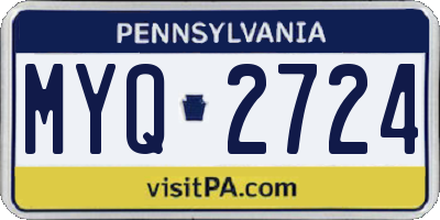 PA license plate MYQ2724
