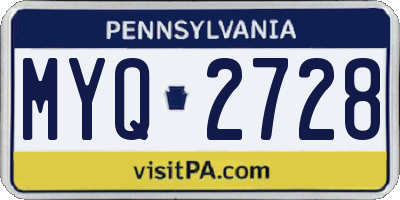 PA license plate MYQ2728
