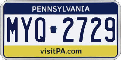 PA license plate MYQ2729