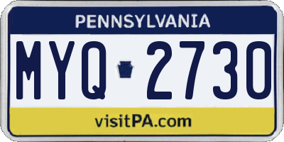PA license plate MYQ2730