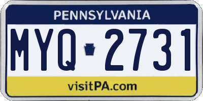 PA license plate MYQ2731