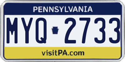PA license plate MYQ2733