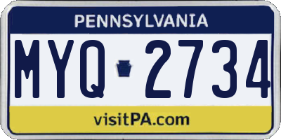 PA license plate MYQ2734