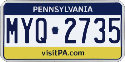 PA license plate MYQ2735