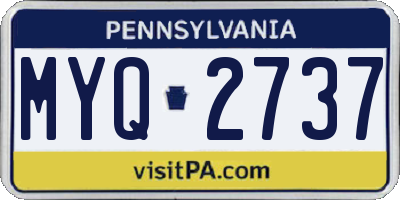 PA license plate MYQ2737