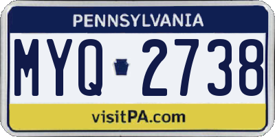 PA license plate MYQ2738