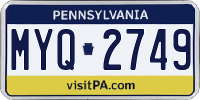 PA license plate MYQ2749