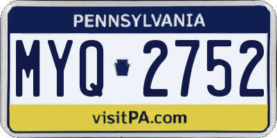 PA license plate MYQ2752