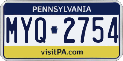 PA license plate MYQ2754