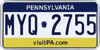 PA license plate MYQ2755