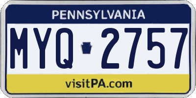 PA license plate MYQ2757