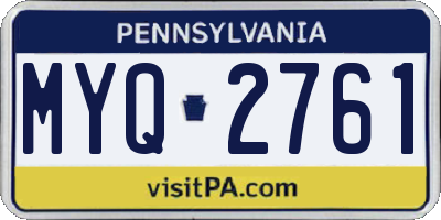 PA license plate MYQ2761